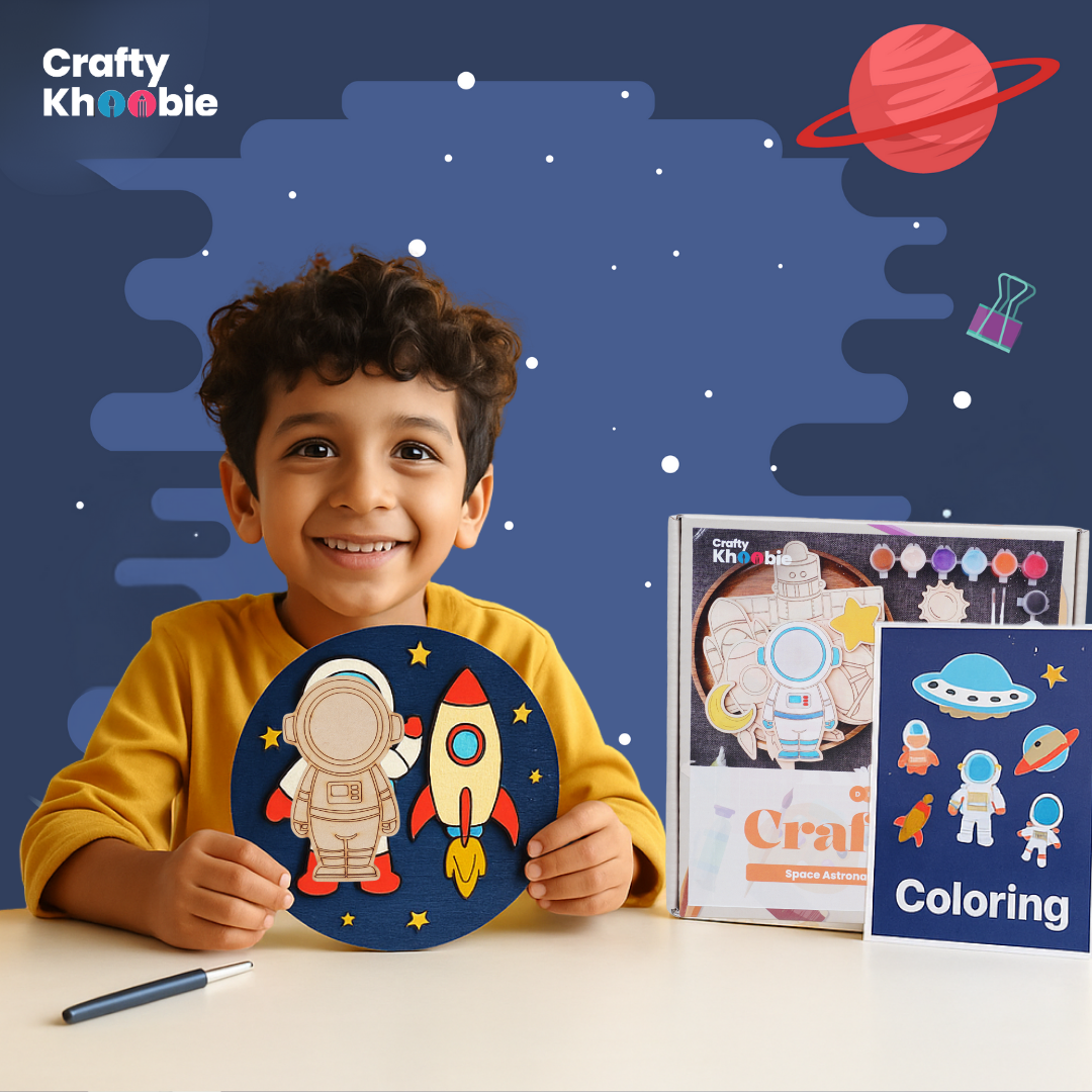Crafty Khoobie DIY Wood Paint Set for Kids | Space Astronaut Painting Kit,10 Pices