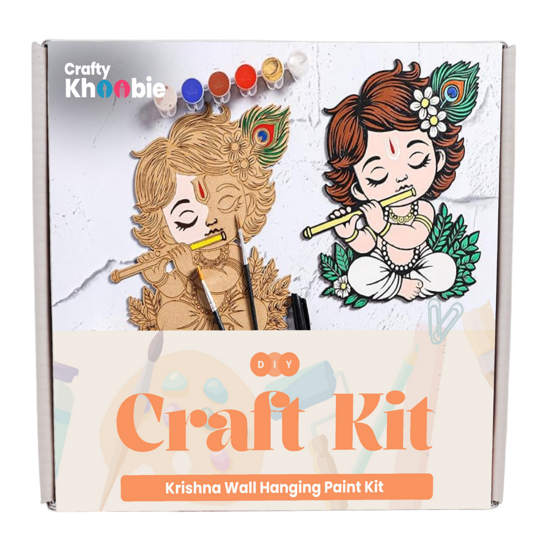 Crafty Khoobie DIY Paint Kit for Kids | Wooden Krishna ji Diy Painting Kit Wall Hanging|30 x 20 x 25 cm