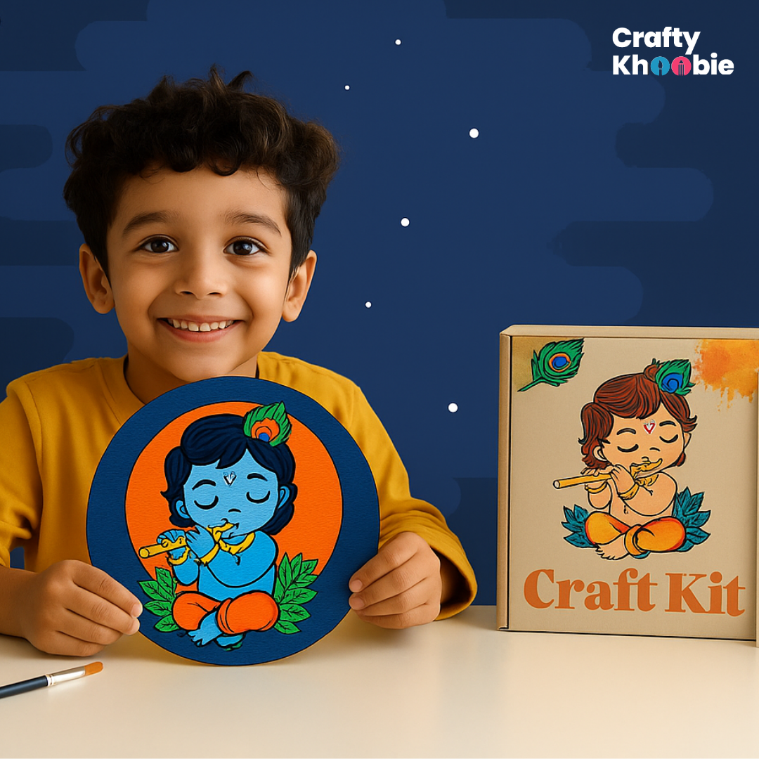 Crafty Khoobie DIY Paint Kit for Kids | Wooden Krishna ji Diy Painting Kit Wall Hanging|30 x 20 x 25 cm