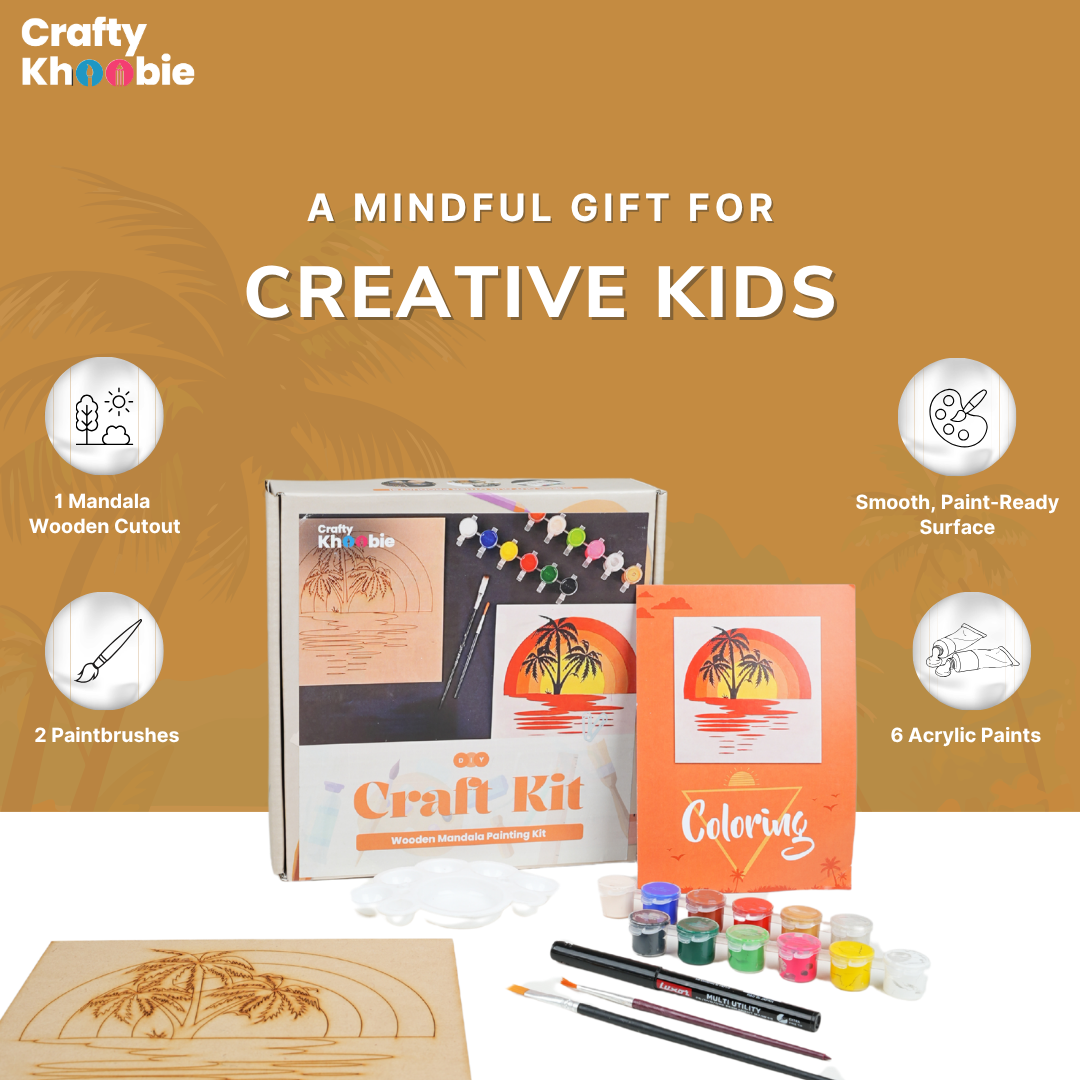 Crafty Khoobie|DIY Wood Paint Kit for Kids | Wooden Mandala Paint Kit |20 x 20 x 0.3 cm