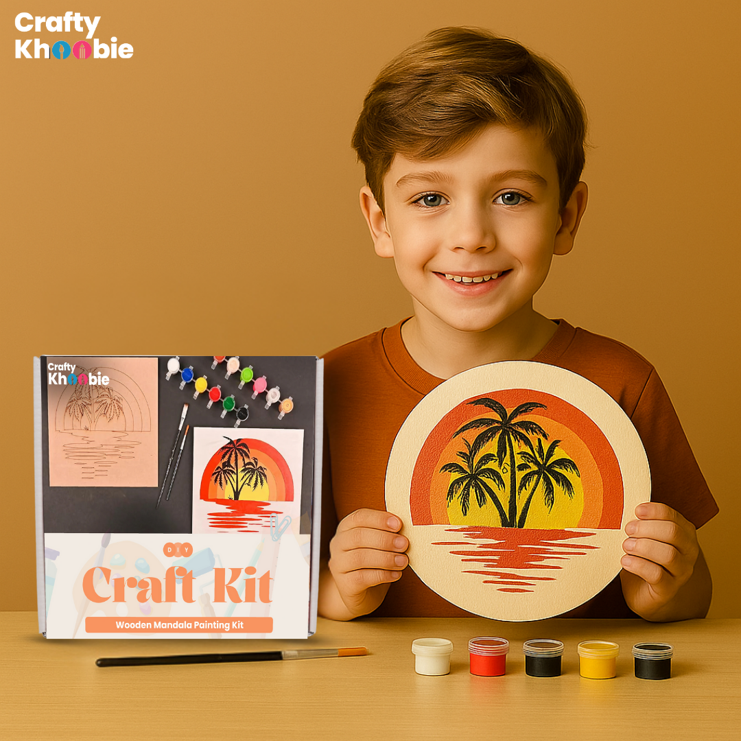 Crafty Khoobie|DIY Wood Paint Kit for Kids | Wooden Mandala Paint Kit |20 x 20 x 0.3 cm