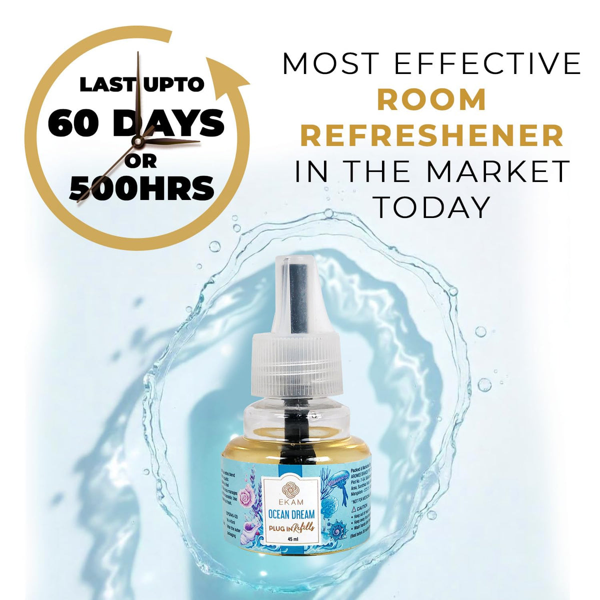 Plug-In Air Freshener Kit (Machine + 45ml Refill) | Ocean Dream Scent | 9 x 10.5 x 4.5 CM