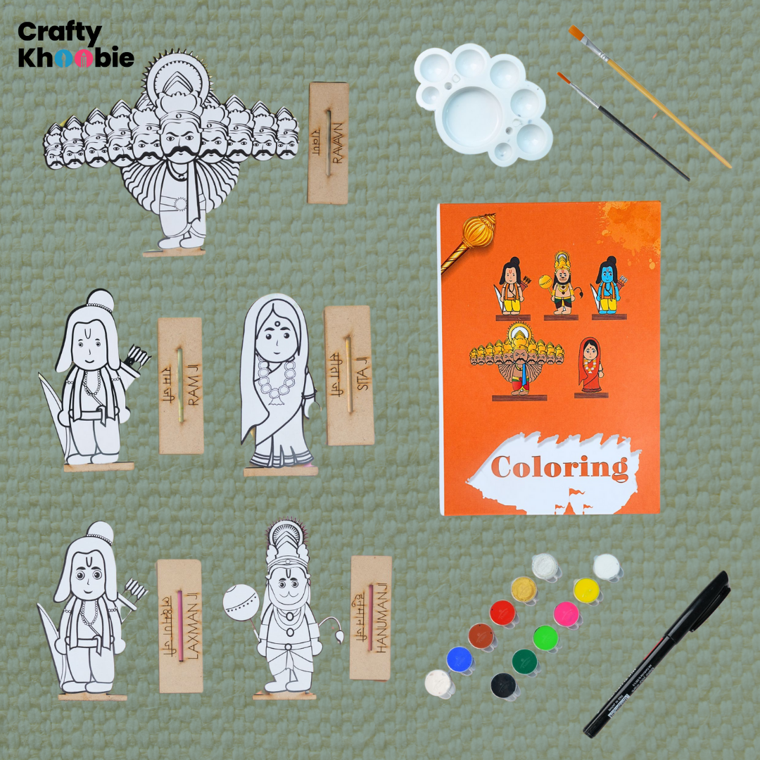 Crafty Khoobie | DIY Paint Kit for Kids | Wooden Ramayana Painting Kit|