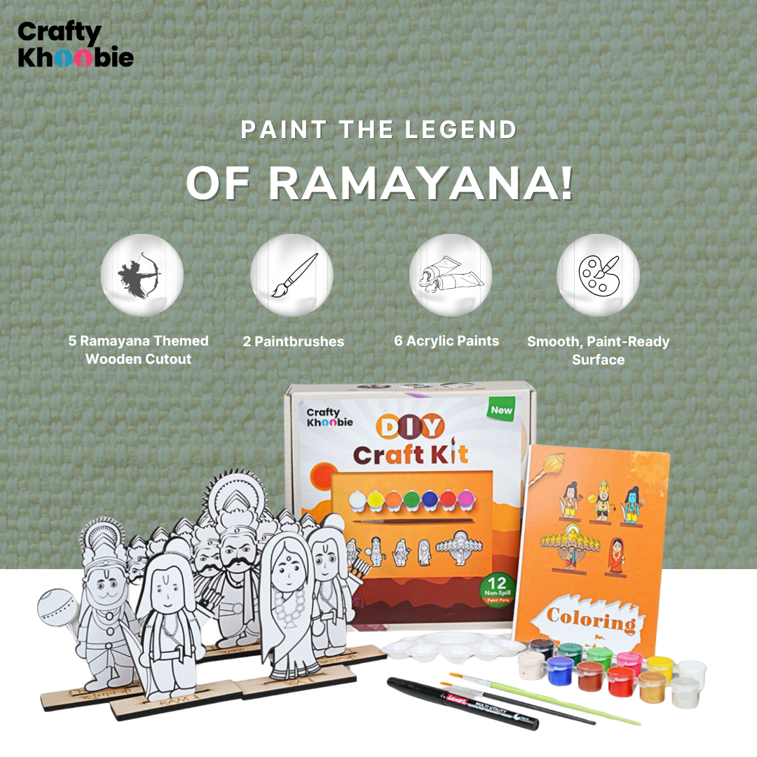 Crafty Khoobie | DIY Paint Kit for Kids | Wooden Ramayana Painting Kit|
