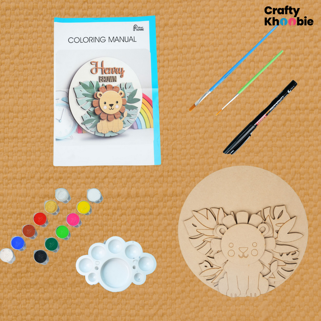 Crafty Khoobie Personalised Kids Name Plate Wall/Door Sign, DIY Wood Paint Kit for Kids |