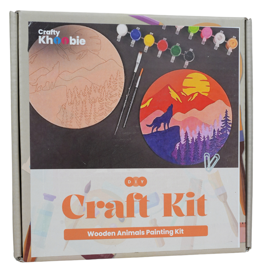 Crafty Khoobie DIY Paint Kit for Kids | Wooden Animals Painting Kit|8 x 8 x 0.3 cm