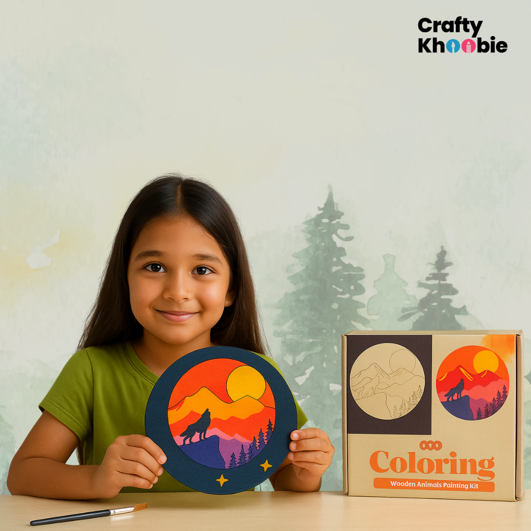 Crafty Khoobie DIY Paint Kit for Kids | Wooden Animals Painting Kit|8 x 8 x 0.3 cm
