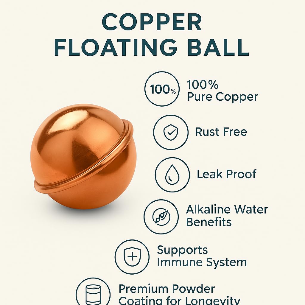 Musthome Copper Water Bottle Alternative Ayurvedic Organic Pure Copper Ball, 99% Purity