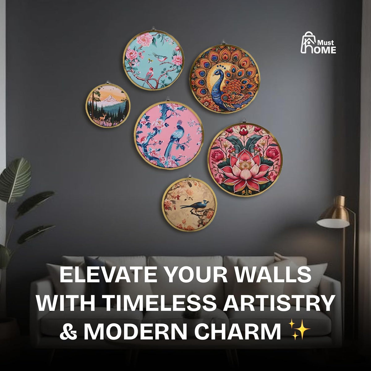 MustHome Wall Plates for home decoration   Set of 6