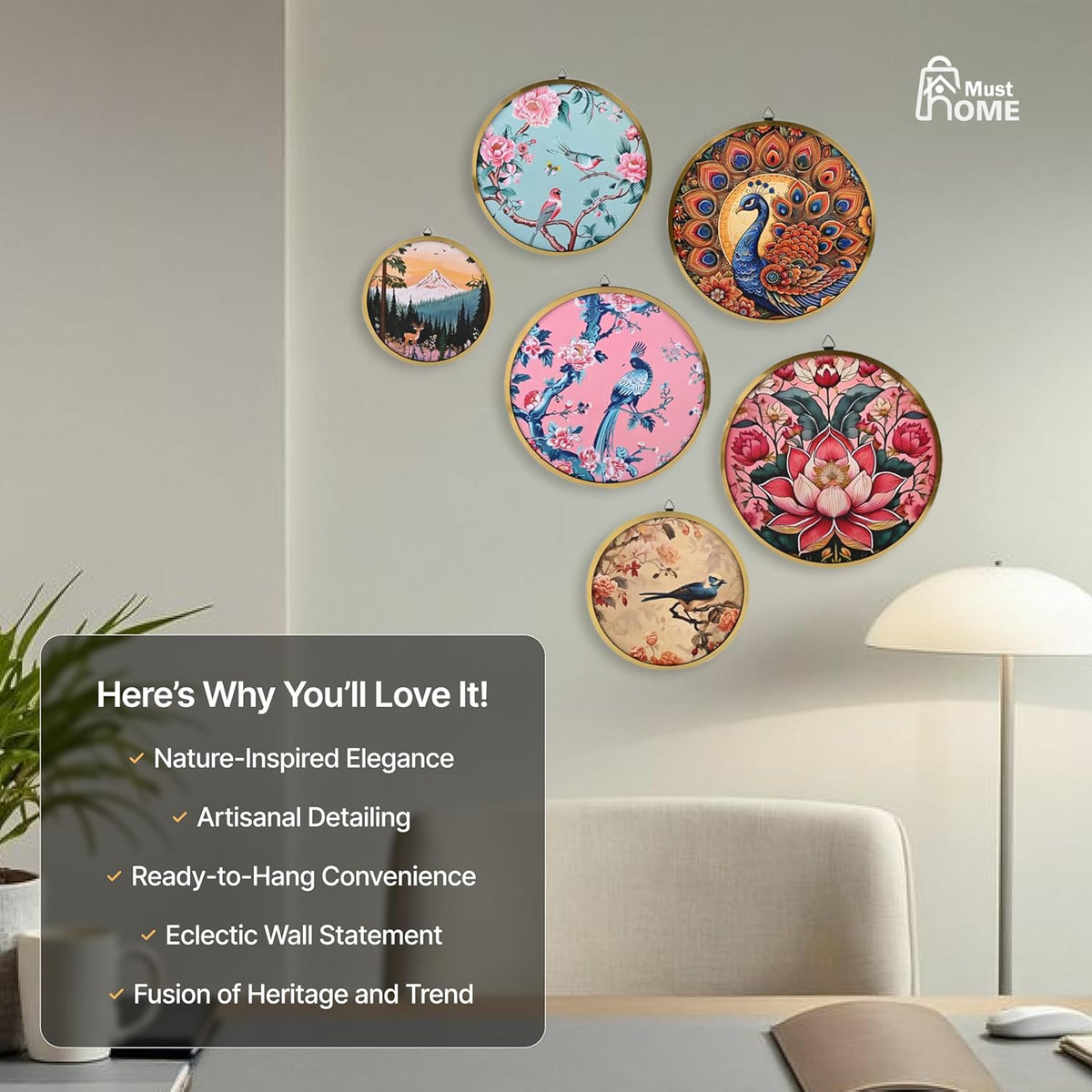 MustHome Wall Plates for home decoration   Set of 6
