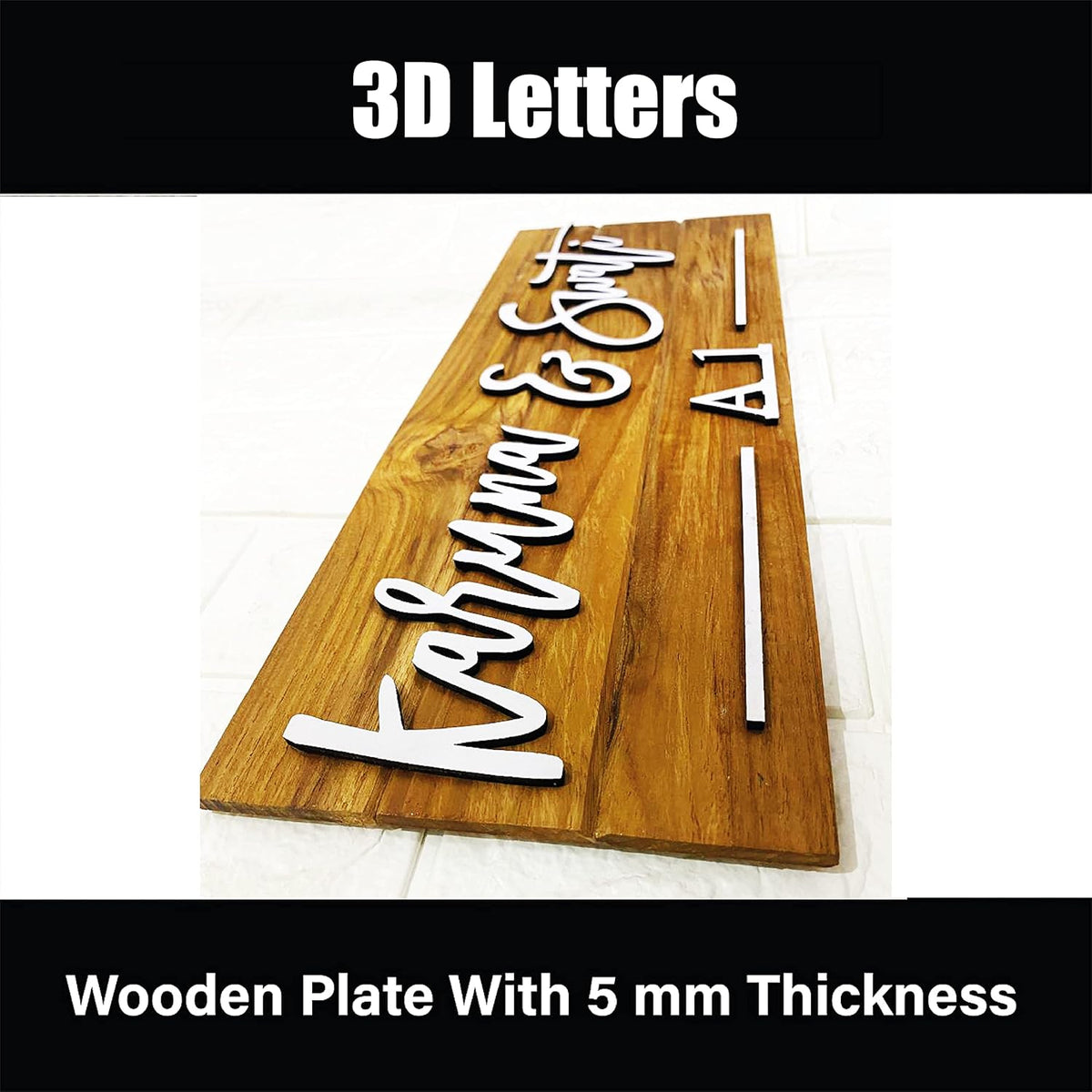 MustHome | Name plate for home entrance | Wood Personalized Name Plate with 3D Letters