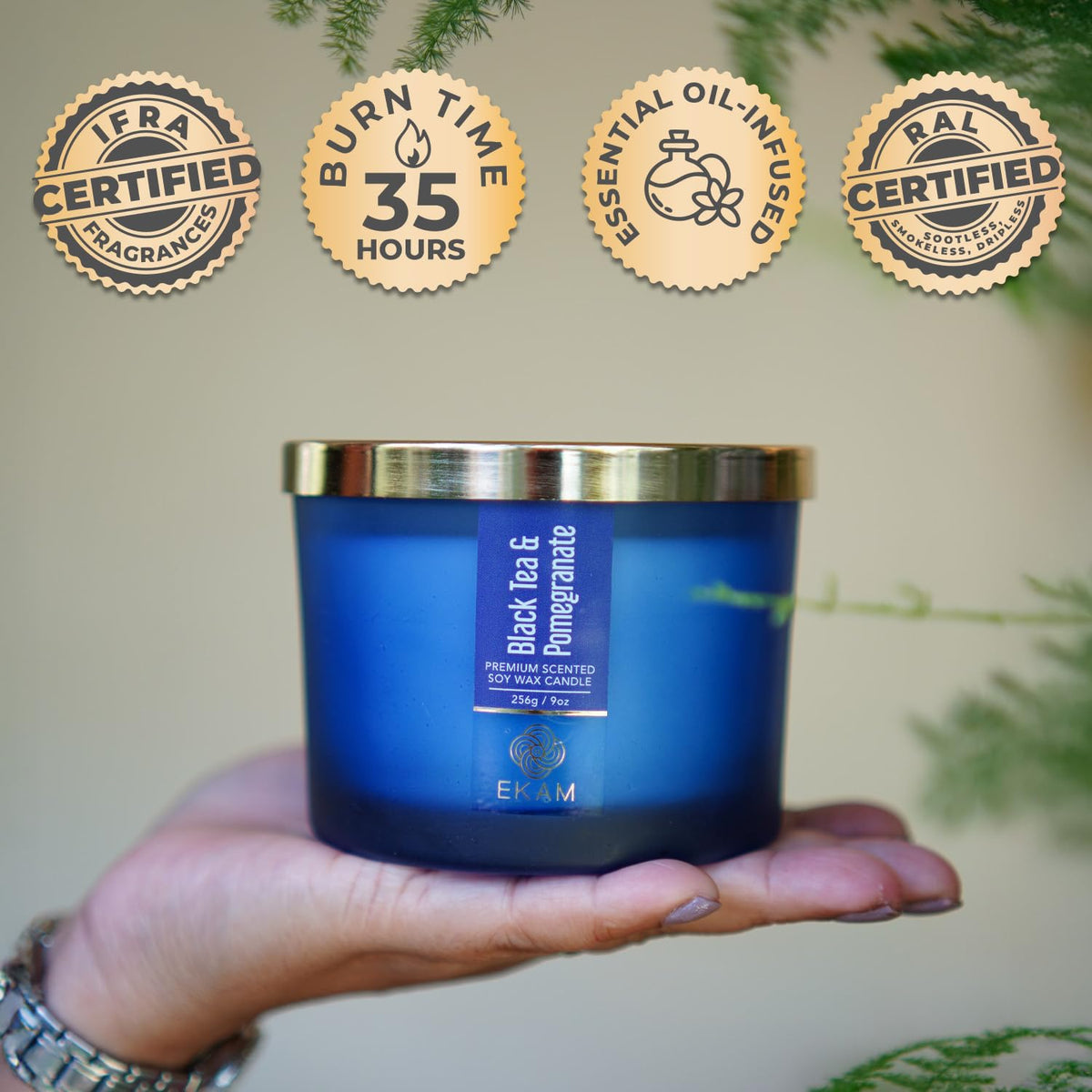 3 Wick Soy Wax Scented Candle| 35 Hours Burn Time| Long Lasting Premium Candles| Ideal for Home Decor|25W x 10HCM