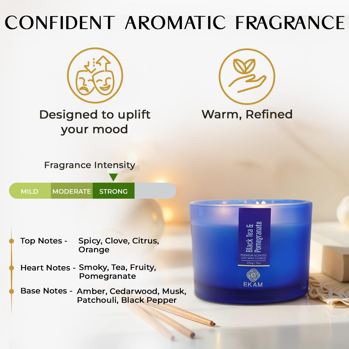 3 Wick Soy Wax Scented Candle| 35 Hours Burn Time| Long Lasting Premium Candles| Ideal for Home Decor|25W x 10HCM