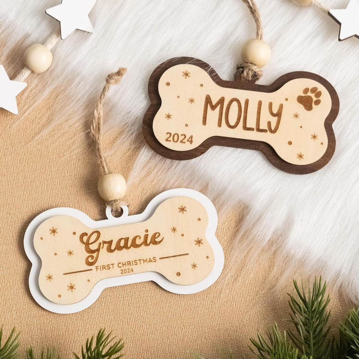 MustHome Customized Pet ID, Personalised Wooden Dog Name Plate, 20 x 15 cm