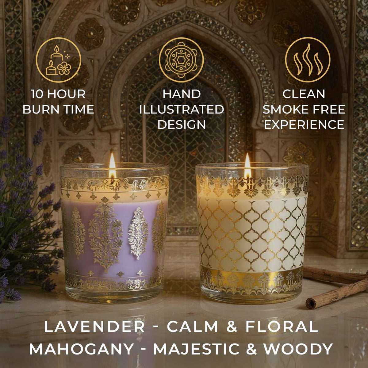 Pack of 2 Scented Shot Glass Candle Festive Gift Box | Sheesh Mahal Inspired|43 g| 	5.5W x 6H CM