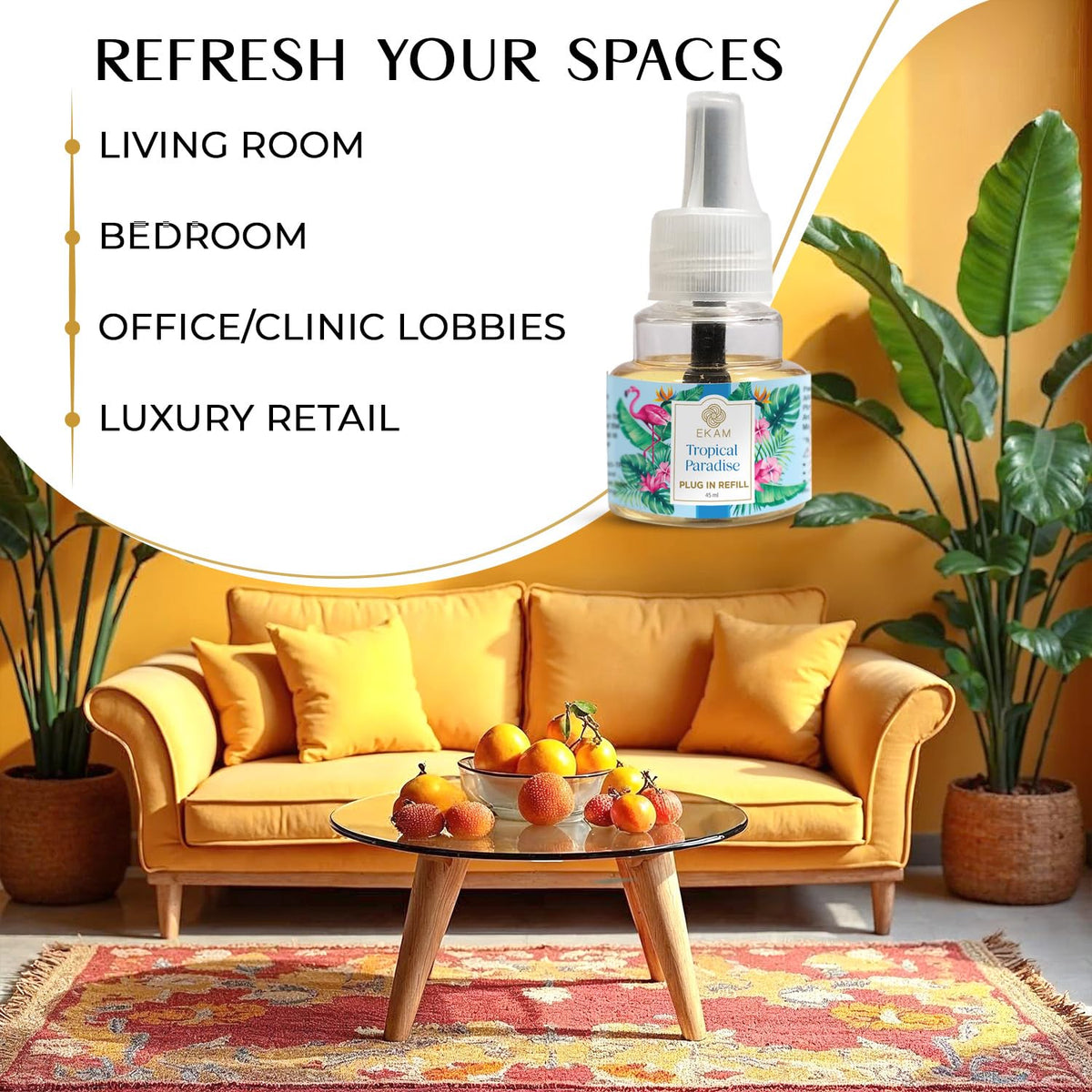 Plug-In Air Freshener Kit (Machine + 45ml Refill) | Tropical Paradise Scent |10.5 x 4.5 x 9CM