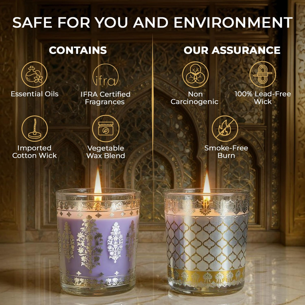 Pack of 2 Scented Shot Glass Candle Festive Gift Box | Sheesh Mahal Inspired|43 g| 	5.5W x 6H CM