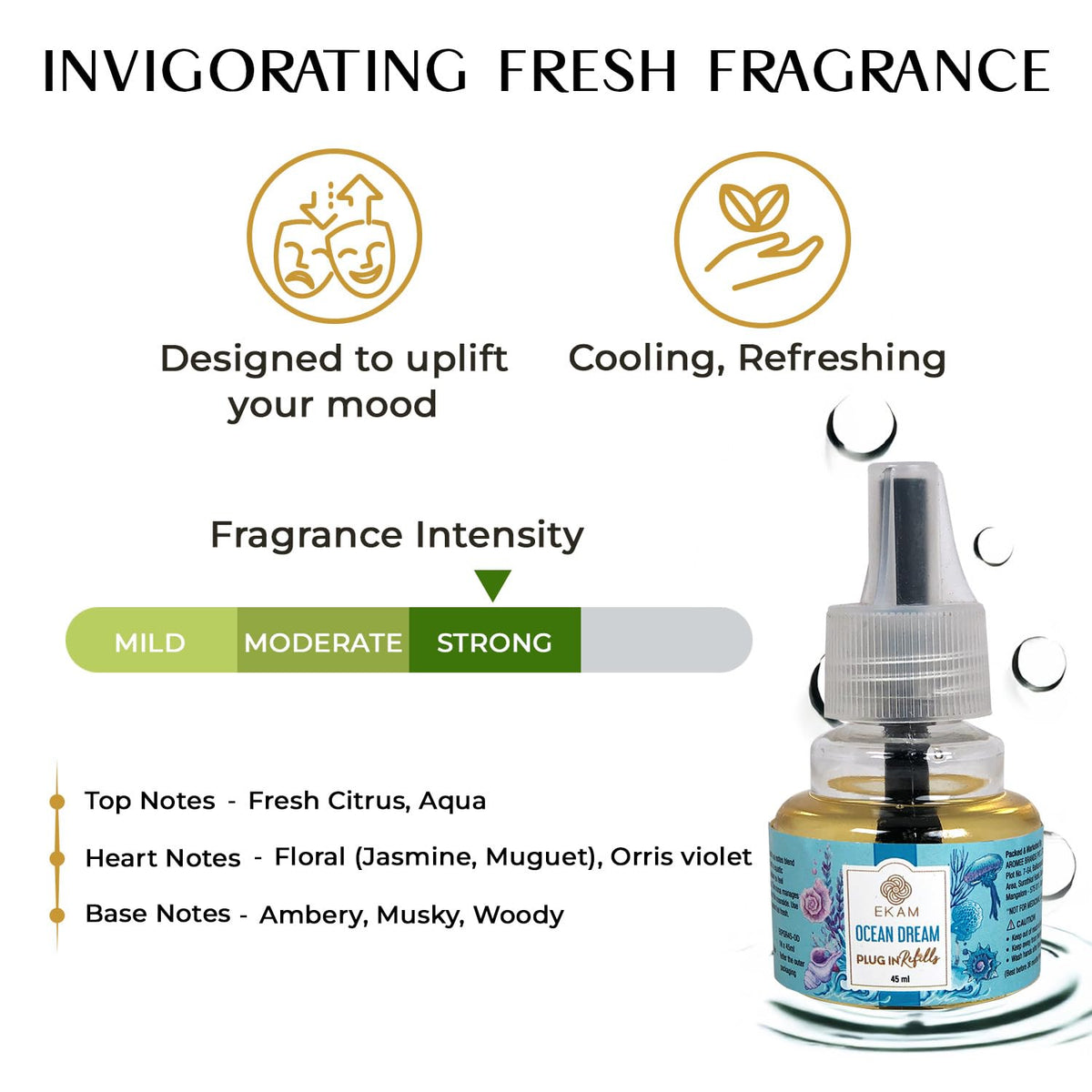 Plug-In Air Freshener Kit (Machine + 45ml Refill) | Ocean Dream Scent | 9 x 10.5 x 4.5 CM
