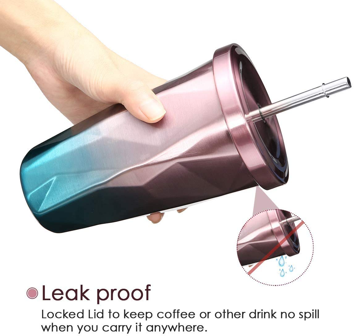 MustHome Stainless Steel Diamond Shaped Double Walled Vacuum Insulated Mug ,‎500 ml|9W x 17H cm