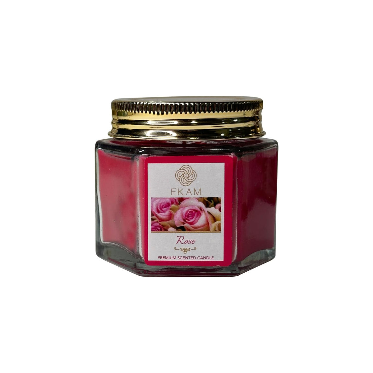 Rose Scented Votive Hexa Jar Candle| Coloured| Long Lasting| Ideal for Home Decor,	6W x 6HCM