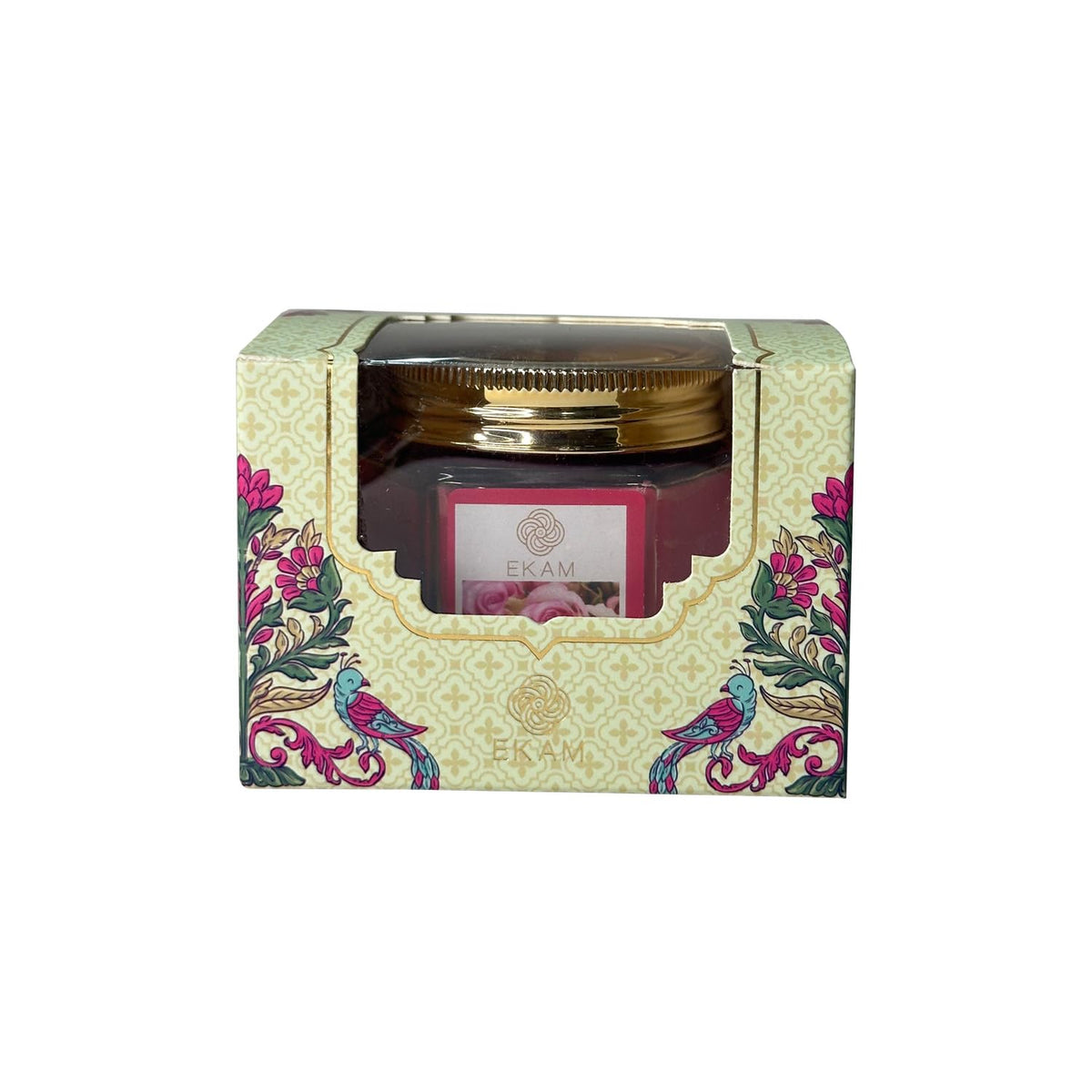 Rose Scented Votive Hexa Jar Candle| Coloured| Long Lasting| Ideal for Home Decor,	6W x 6HCM