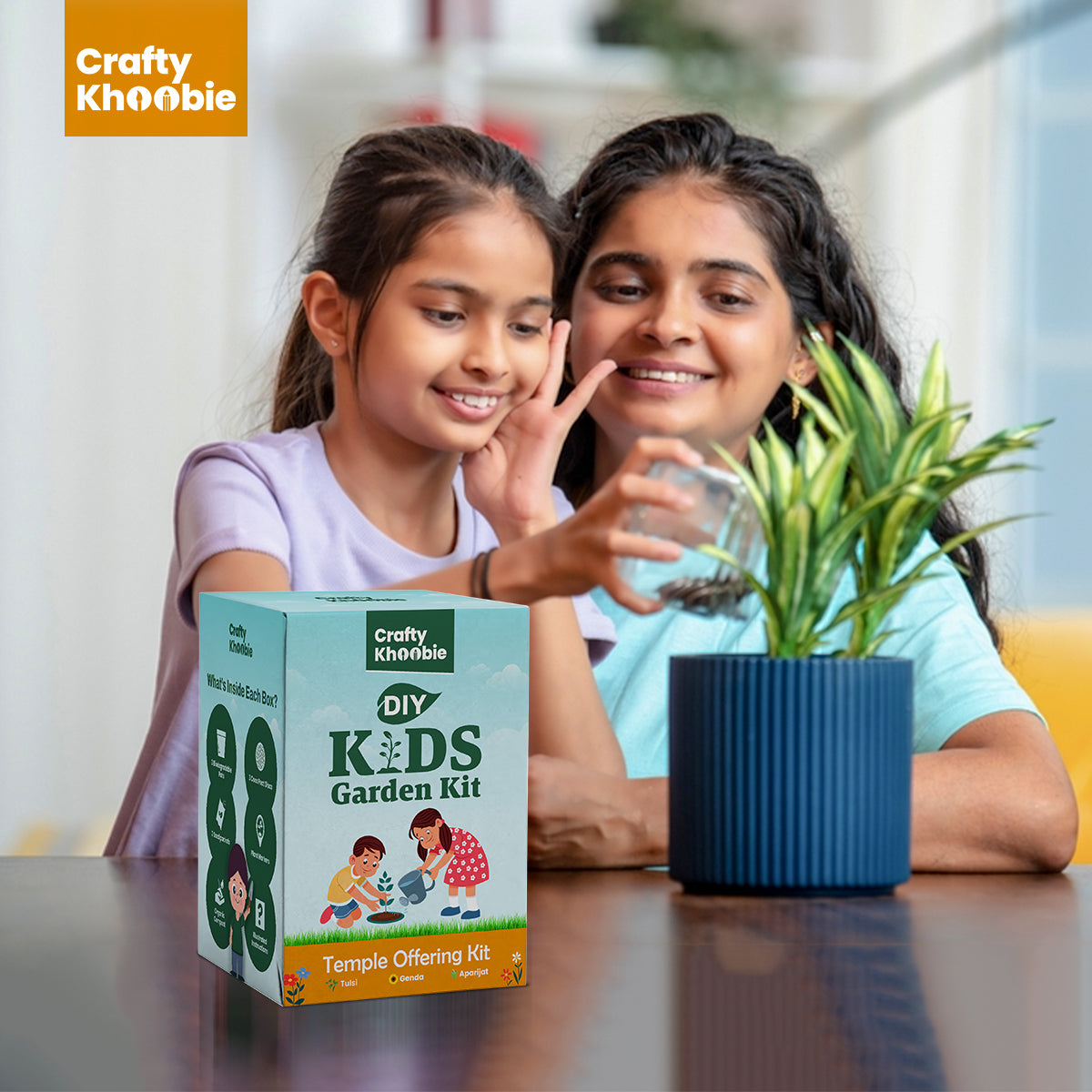 Crafty Khoobie 3 in 1 Temple Offering Kit | DIY Kit of Sacred Plant Seeds for Home Garden |Tulsi, Genda & Aparijat