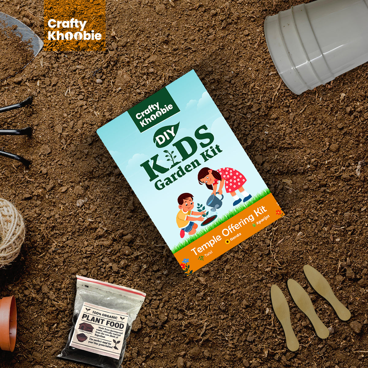 Crafty Khoobie 3 in 1 Temple Offering Kit | DIY Kit of Sacred Plant Seeds for Home Garden |Tulsi, Genda & Aparijat