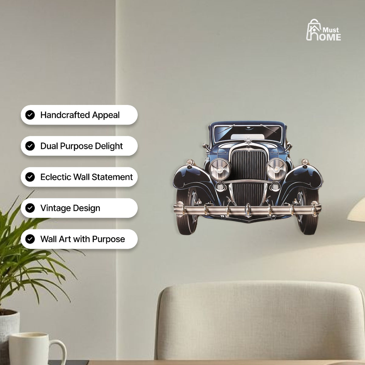 MustHome Key with Phone Holder for Home | 7 Hook|16x 12.4 CM
