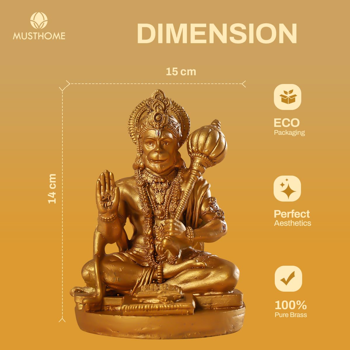 Hanuman Murti | Handcraft Car Dashboard Bahubali Hanuman Ji |Diwali Gift Dimensions|9L x 5W x 5H cm