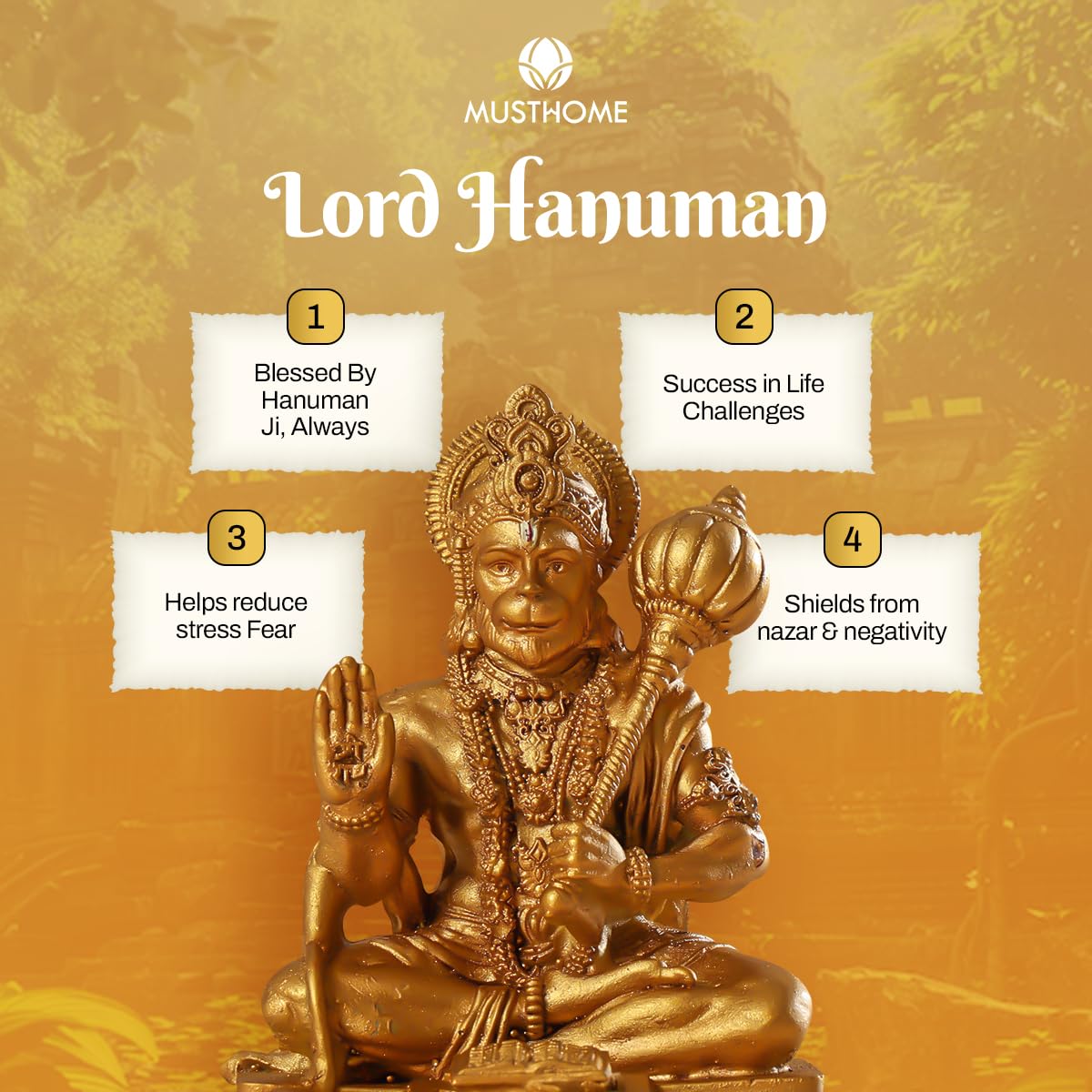 Hanuman Murti | Handcraft Car Dashboard Bahubali Hanuman Ji |Diwali Gift Dimensions|9L x 5W x 5H cm