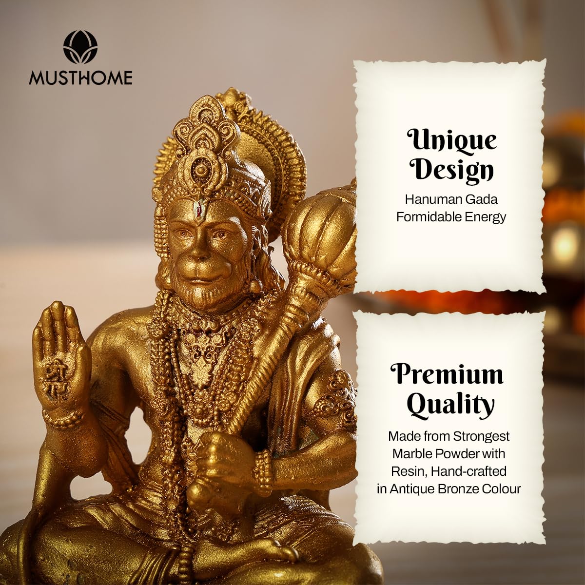 Hanuman Murti | Handcraft Car Dashboard Bahubali Hanuman Ji |Diwali Gift Dimensions|9L x 5W x 5H cm