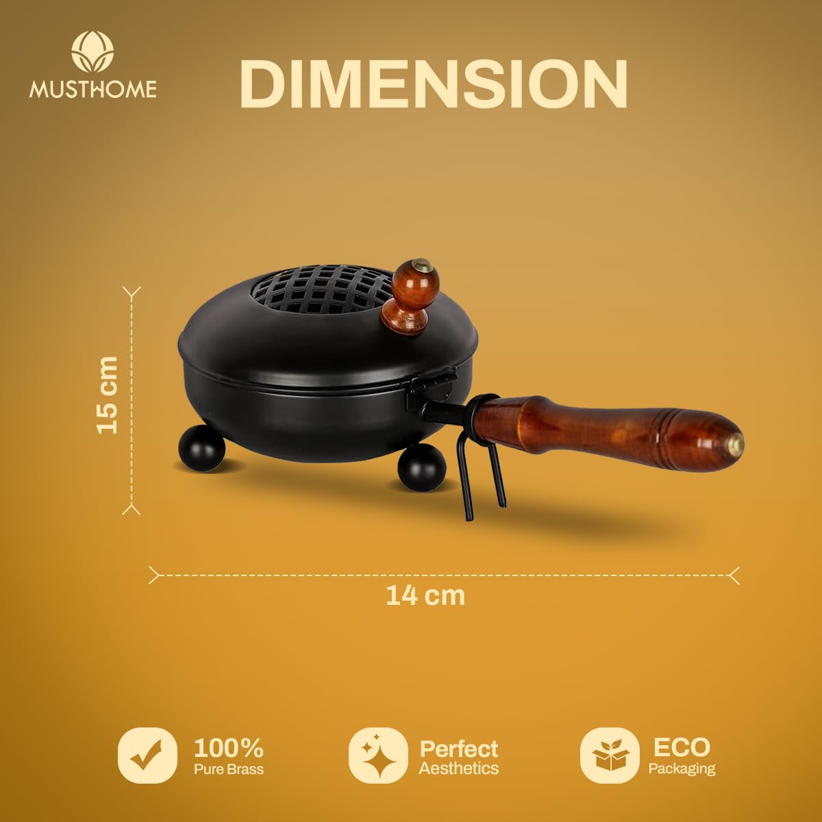 Handcrafted Metal Dhoop Dani Incense Burner |26L x 12W x 9Th cm