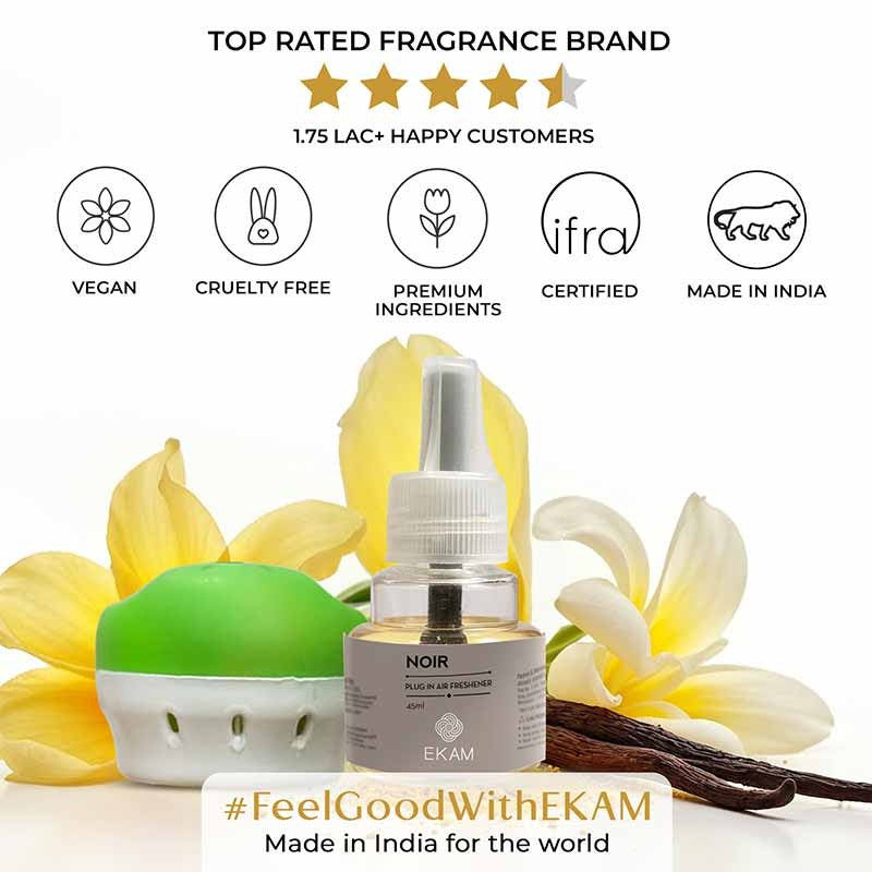 EKAM Plug-In Air Freshener Kit (Machine + 45ml Refill) | Noir Scent |10.5 x 4.5 x 9CM