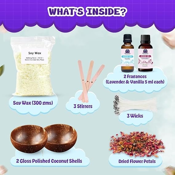 Candle Making in Coconut Shells DIY Kit|Diwali, Home Decor, Birthday Gift |