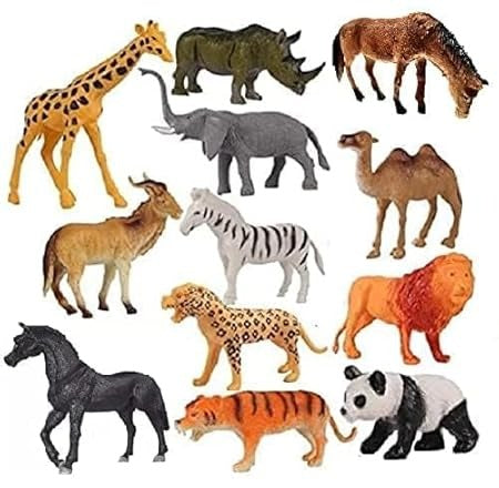 Toys 12 Pcs Realistic Jungle Animal Figurines, Safari Animals Figures Toys