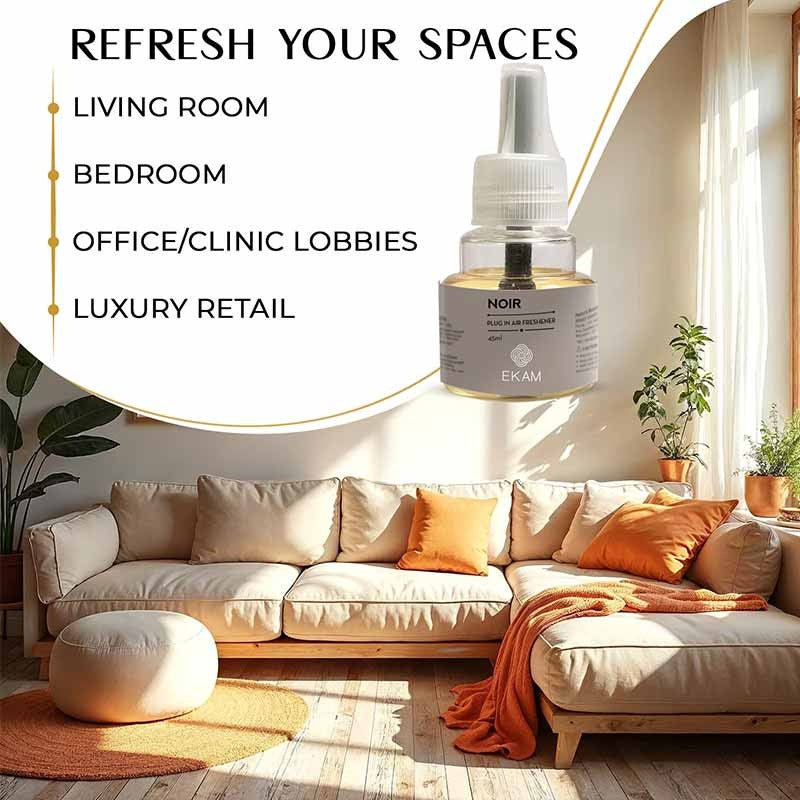 EKAM Plug-In Air Freshener Kit (Machine + 45ml Refill) | Noir Scent |10.5 x 4.5 x 9CM