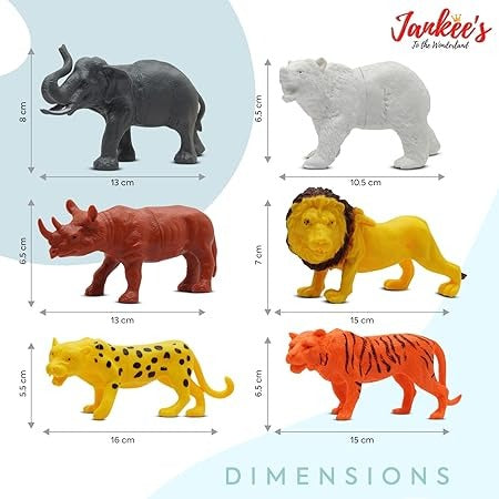 Wild Animal Toy Play Set for Kids, Realistic Action Figure Playset of 6 Pcs for Boys and Girls