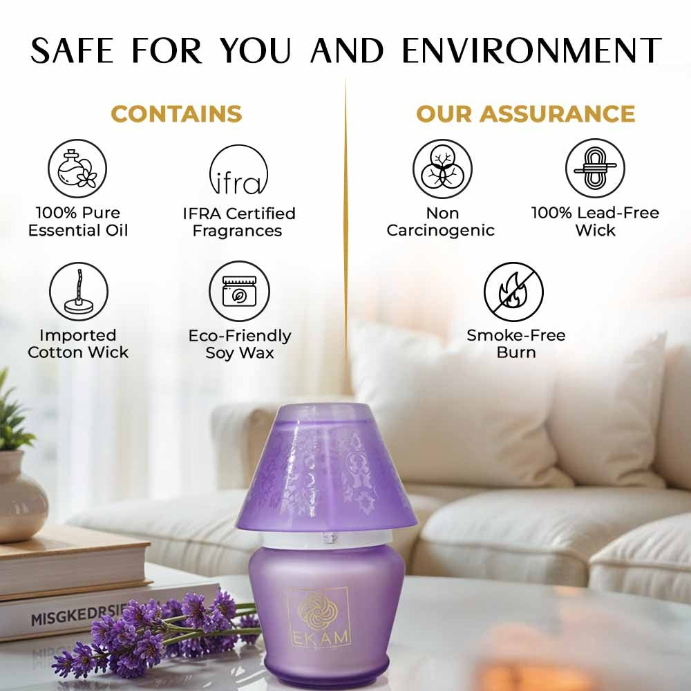 Lavender Lampshade Scented Candle|Lavender Lampshade Scented Candle|9 x 10.5 x 4.5cm