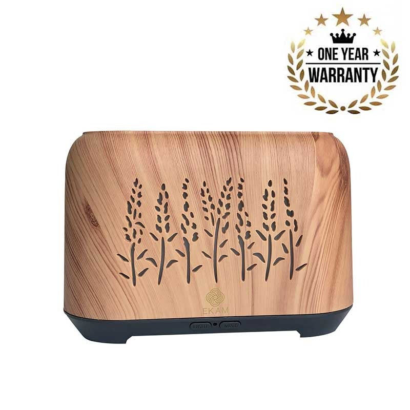 YX 1816 Lightwood with Grey Base Flame Aroma Diffuser| 15.5 x 7 x 11 cm