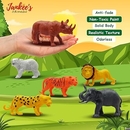 Wild Animal Toy Play Set for Kids, Realistic Action Figure Playset of 6 Pcs for Boys and Girls