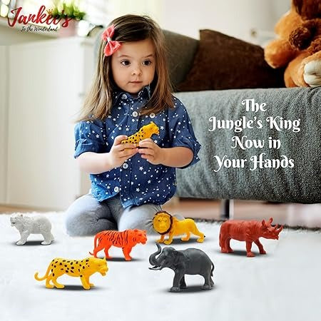 Wild Animal Toy Play Set for Kids, Realistic Action Figure Playset of 6 Pcs for Boys and Girls