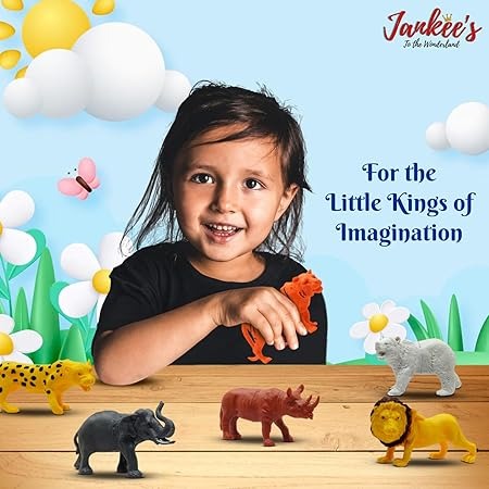Wild Animal Toy Play Set for Kids, Realistic Action Figure Playset of 6 Pcs for Boys and Girls