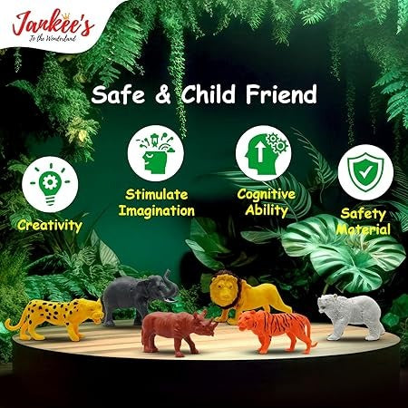 Wild Animal Toy Play Set for Kids, Realistic Action Figure Playset of 6 Pcs for Boys and Girls