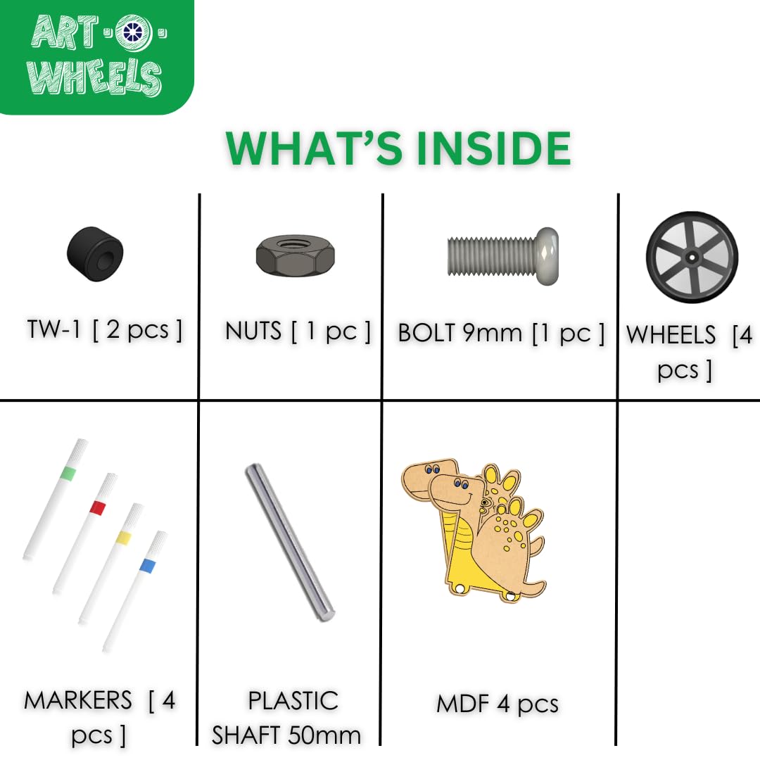 Art-O-Wheels - Roll into The World of Dinosaurs, Art and Craft Kit|26 x 21 x 5 cm