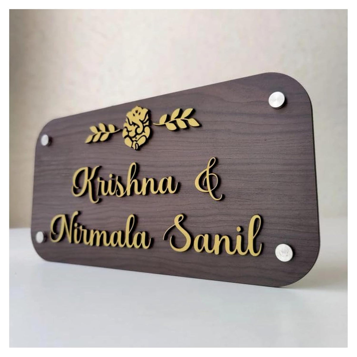 MustHome | Name plate for home entrance | Wood Personalized Name Plate with 3D Letters | 12 inch x 5 inch