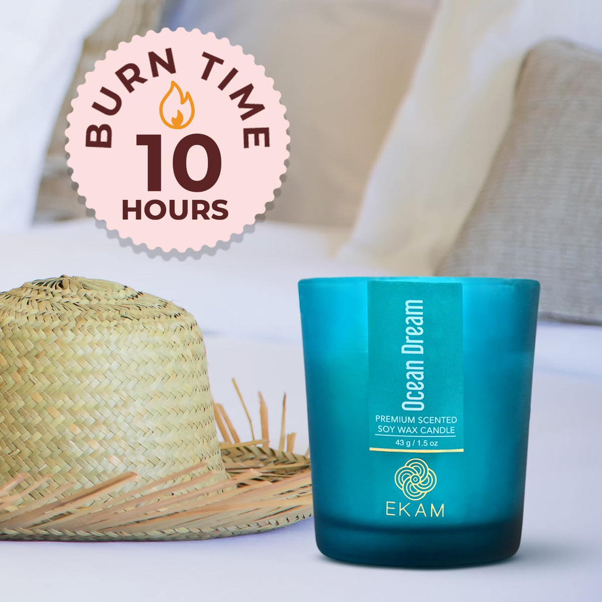 Ocean Dream Votive Soy Wax Scented Candle, 40 Grams, 10 Hours Burn Time| 5.5W x 6H