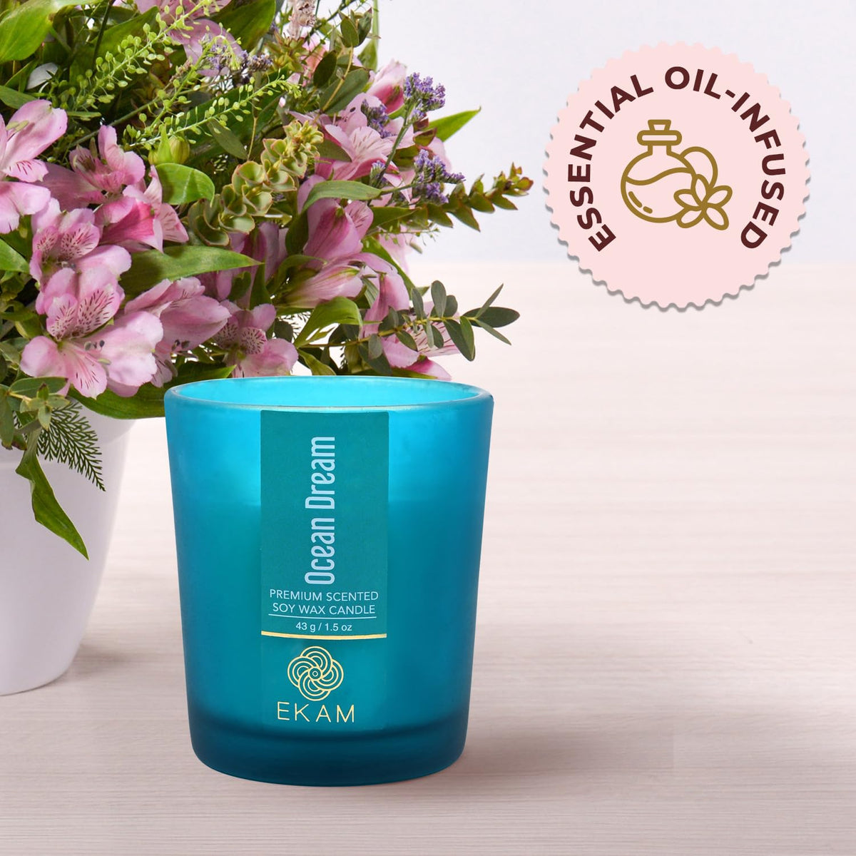 Ocean Dream Votive Soy Wax Scented Candle, 40 Grams, 10 Hours Burn Time| 5.5W x 6H
