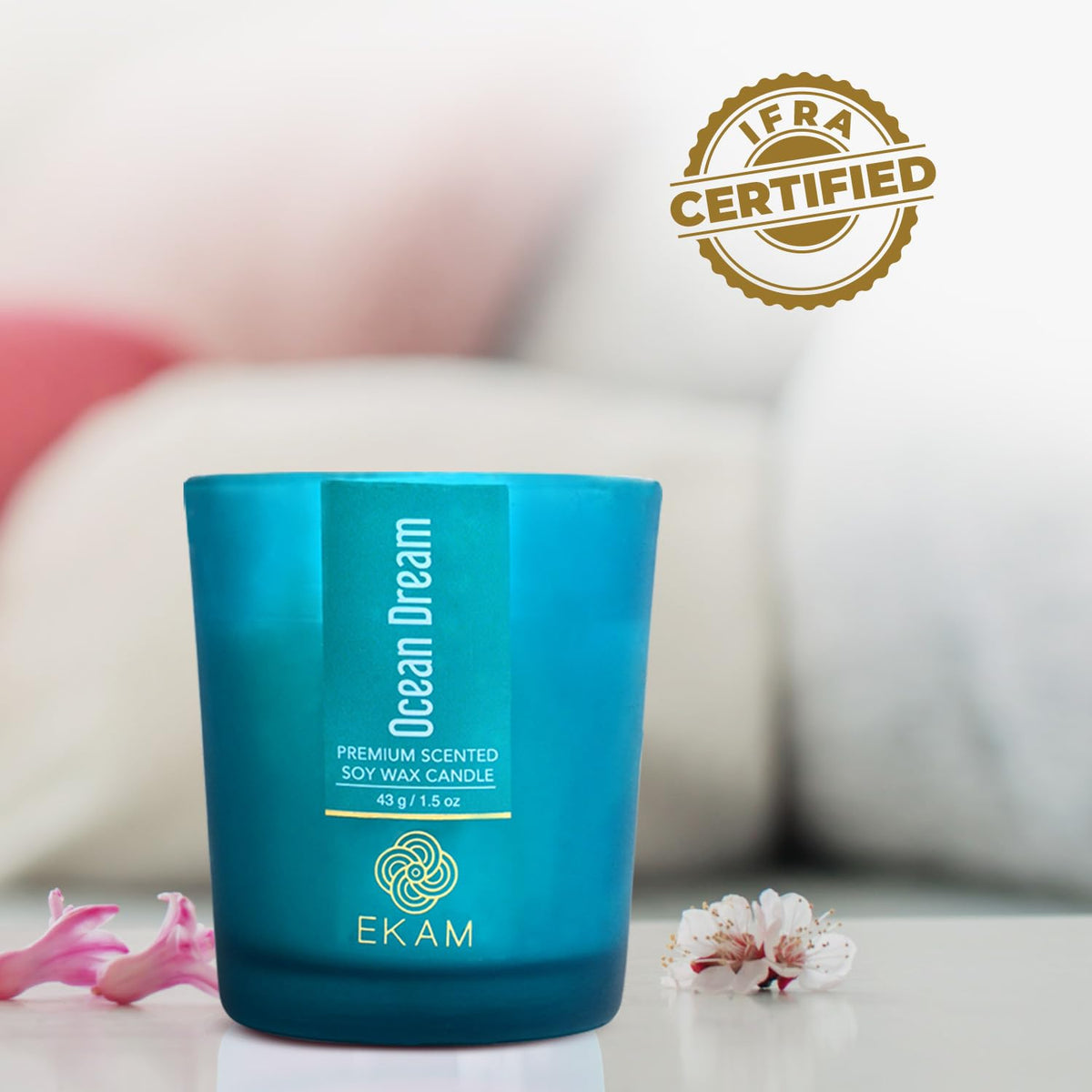 Ocean Dream Votive Soy Wax Scented Candle, 40 Grams, 10 Hours Burn Time| 5.5W x 6H