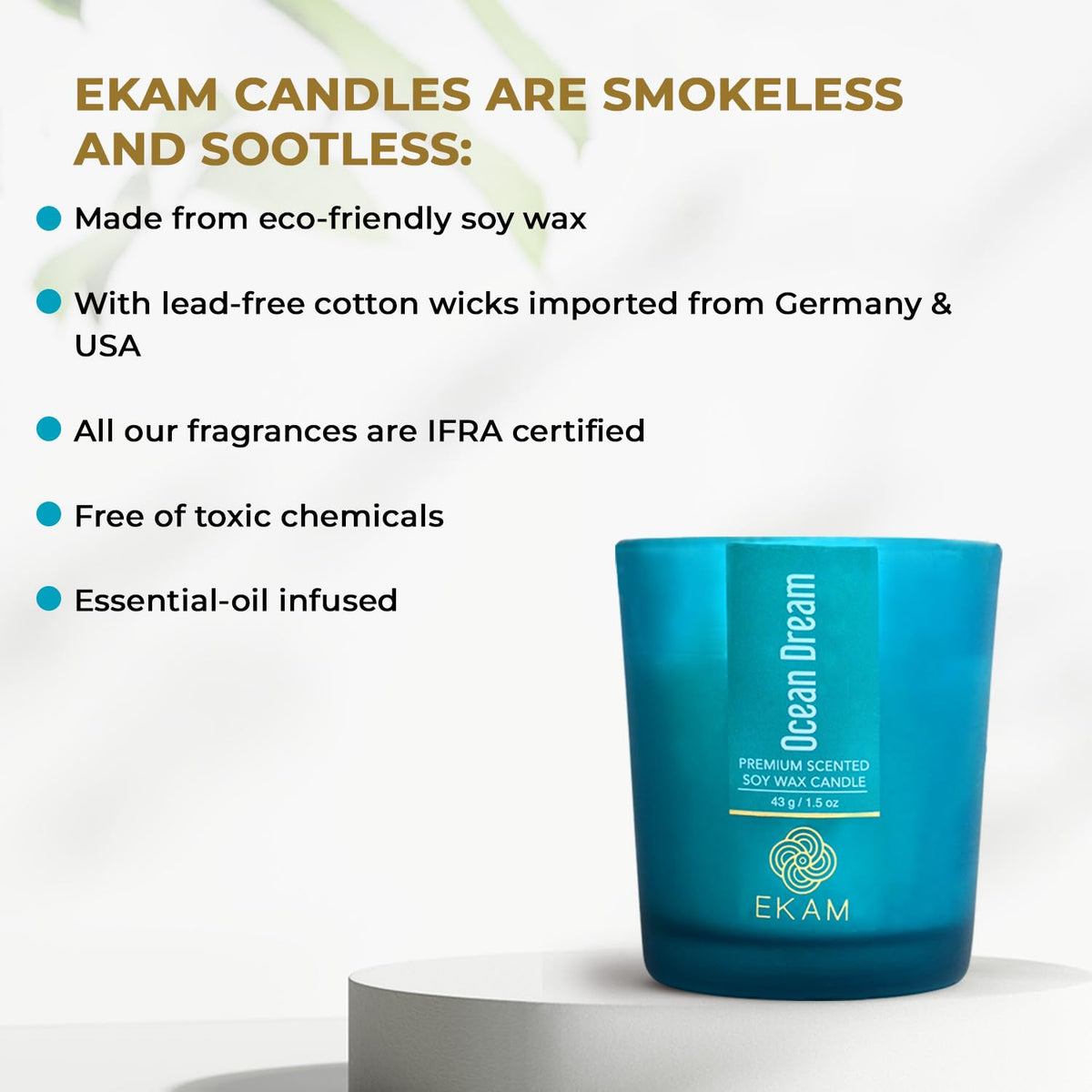 Ocean Dream Votive Soy Wax Scented Candle, 40 Grams, 10 Hours Burn Time| 5.5W x 6H