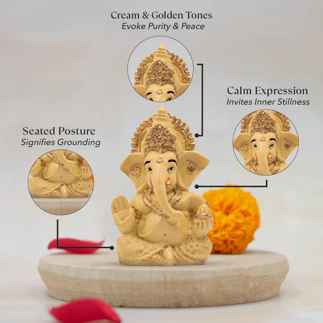 Ganesha Idol Car Dashboard Idol Ganesha Murti Ganpati Idol for Home Decor | 9L x 5W x 5Hcm